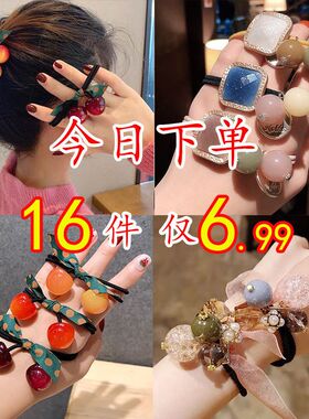 豹纹橡皮筋钉珠毛球时尚风头饰品