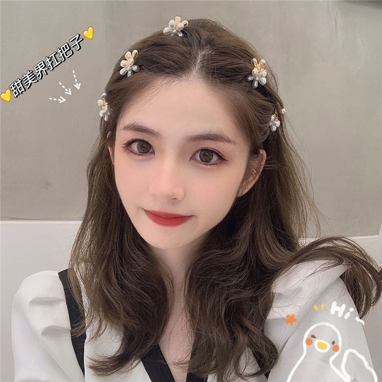 少女心珍珠花瓣后脑勺刘海夹网红