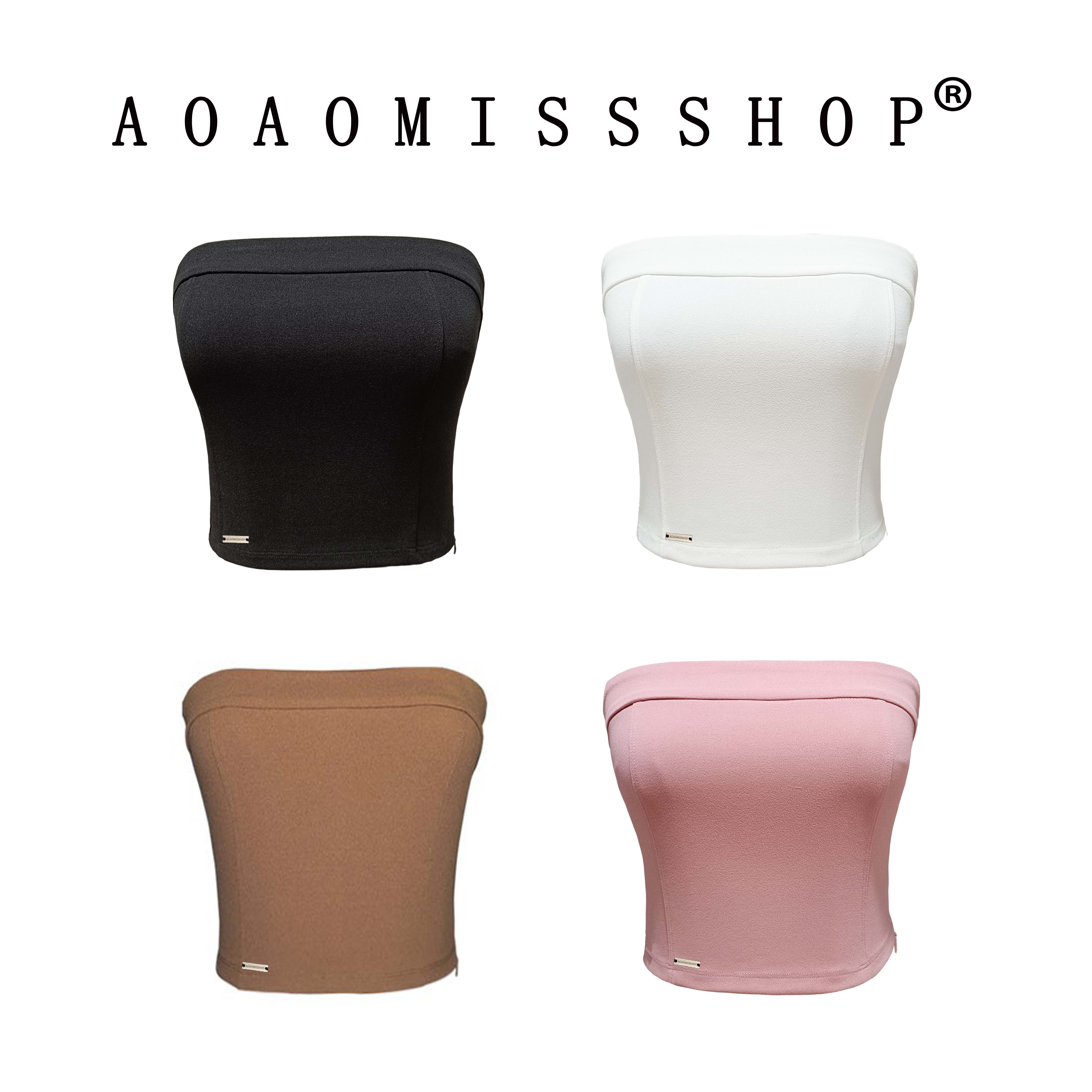 AOAOMISSSHOP 【有防滑带】紧身夏季短款吊带背心裹胸上衣女