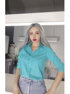 AOAOMISSSHOP鳌鳌家2025设计感小众衬衣长袖纯色衬衫孔雀蓝上衣