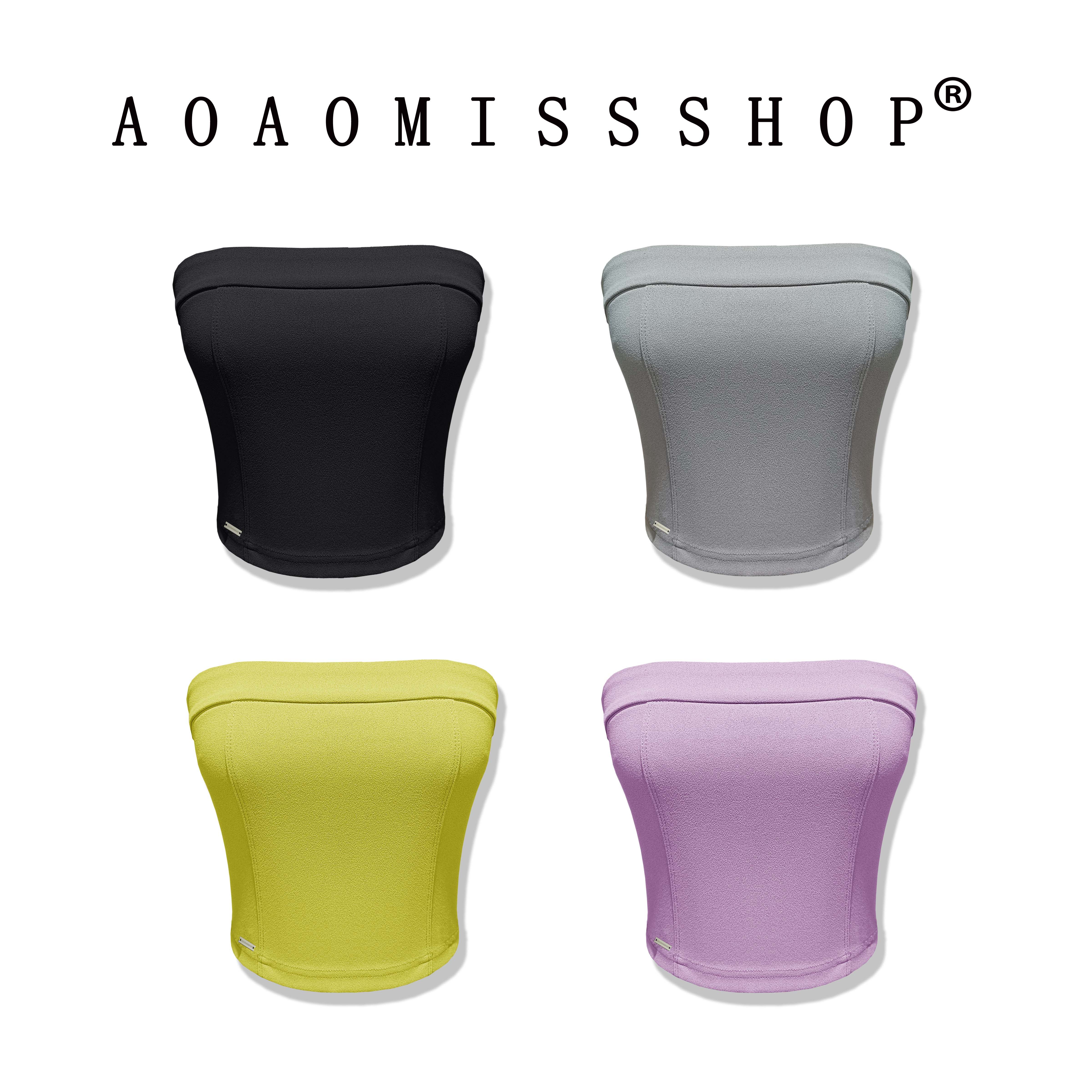 定制AOAOMISSSHOP 【有防滑带】紧身夏季短款吊带背心裹胸上衣女