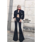 高腰显高显瘦显腿长大喇叭裤 AOAOMISSSHOP鳌鳌家 纯黑