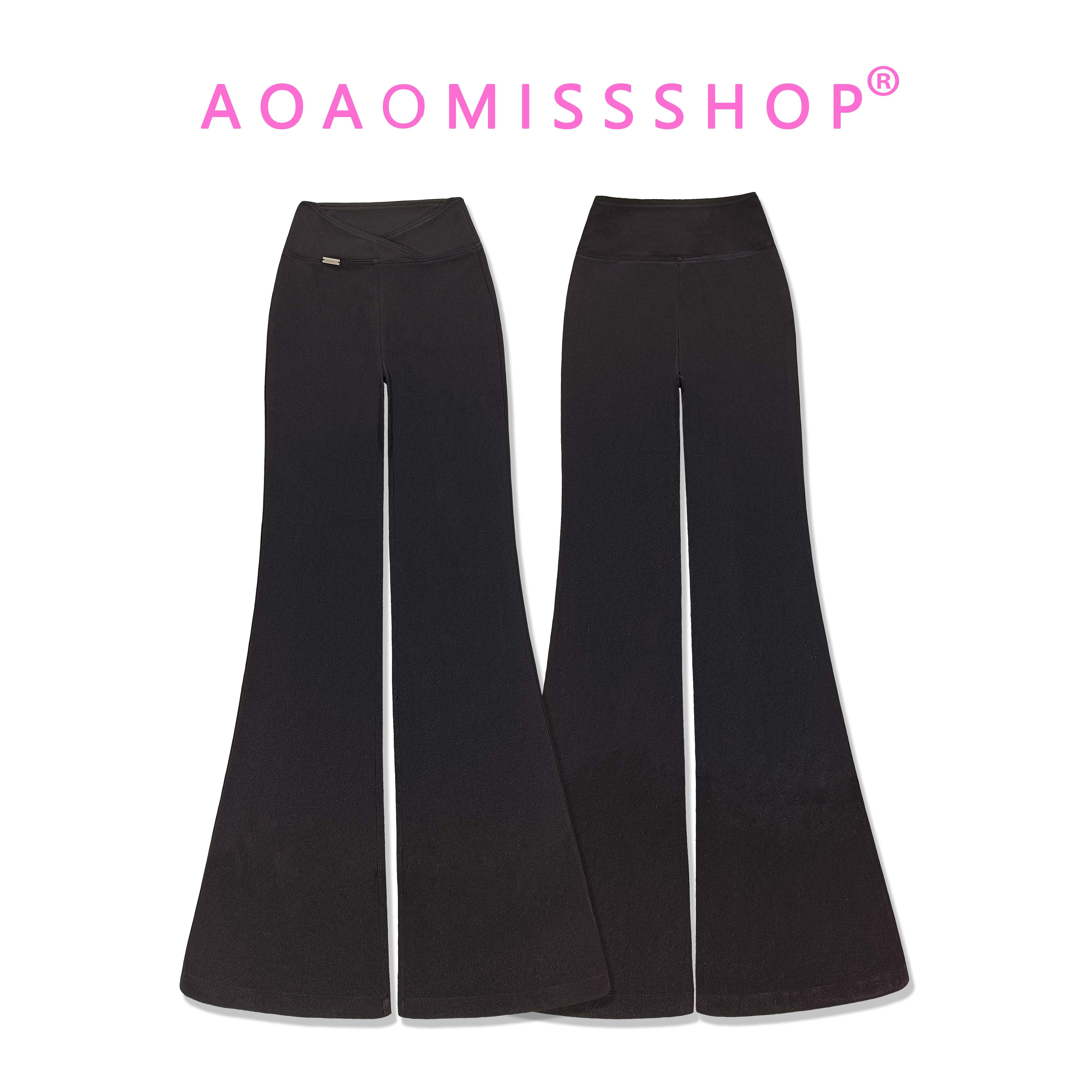 【黑色西装交叉V腰】AOAOMISSSHOP鳌鳌家/2025微弹力秋款微喇叭裤