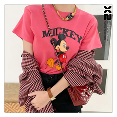 South Korea East Gate 2020 new simple cartoon letter print all round collar loose short sleeve T-shirt