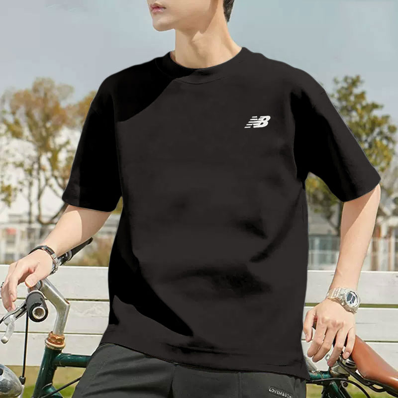 New balance NB短袖男女2025新款黑色小标T恤圆领休闲半袖运动服