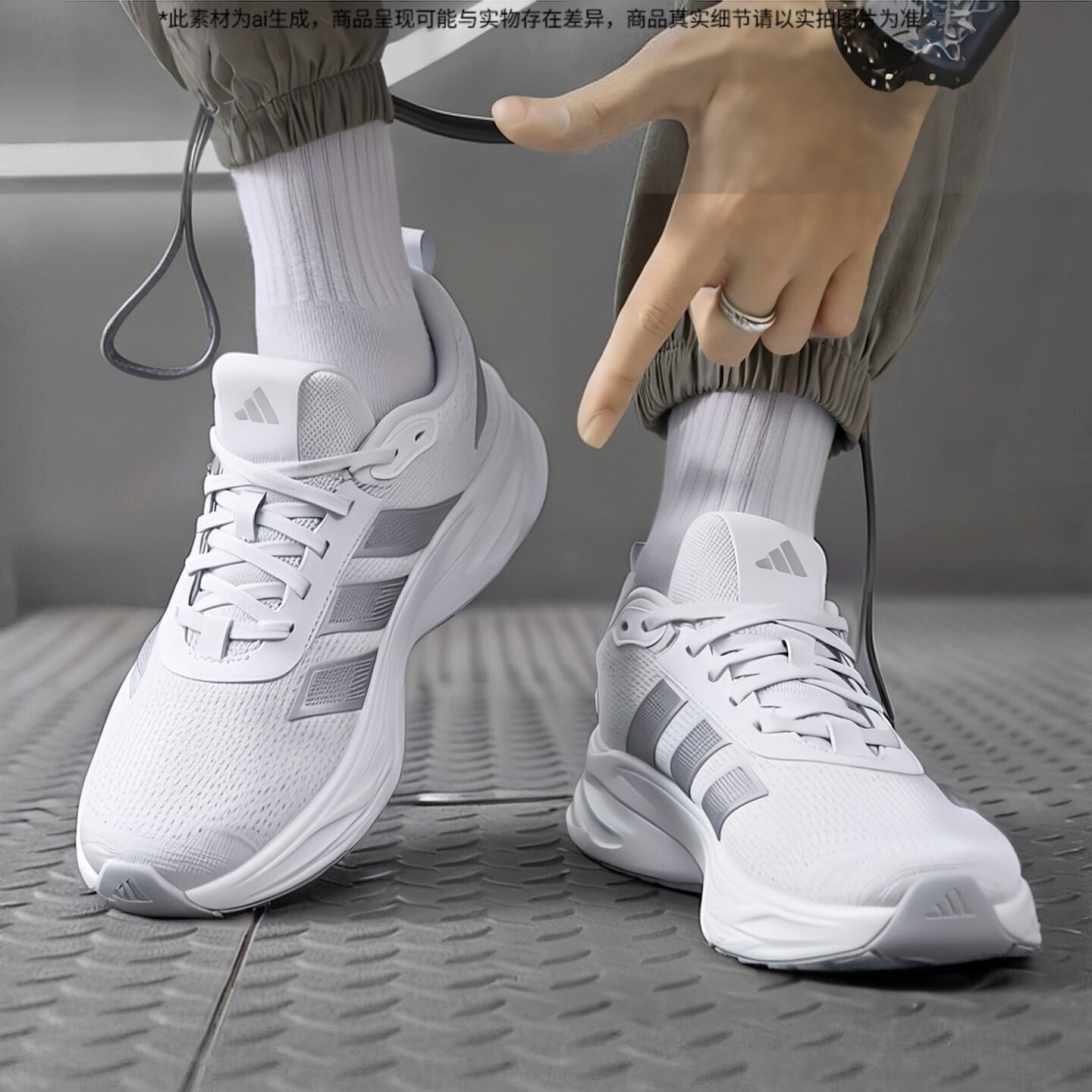 Adidas阿迪达斯正品男鞋26夏季新款跑步鞋轻便透气回弹缓震慢跑鞋