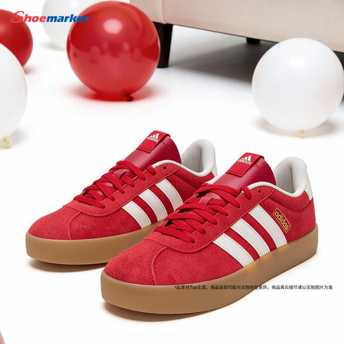 adidas阿迪达斯VL COURT 3.0红色德训鞋2025冬男女鞋休闲鞋KI5079