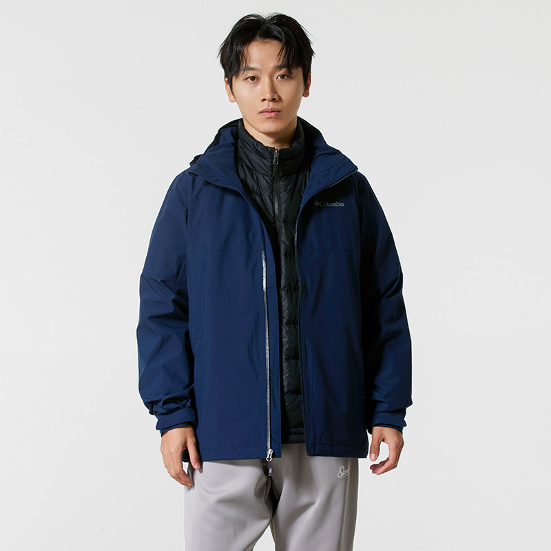 哥伦比亚户外男子金点热能700蓬鸭绒内胆三合一运动服外套WE6671