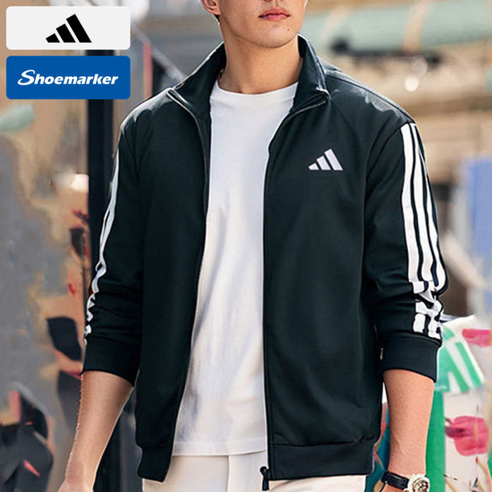 阿迪达斯三条纹夹克男装2025春季新款立领运动服宽松外套针织开衫