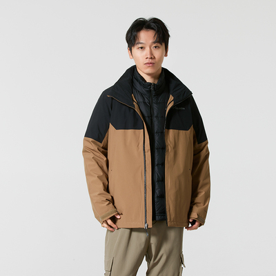 哥伦比亚户外男子金点热能700蓬鸭绒内胆三合一运动服外套防风衣