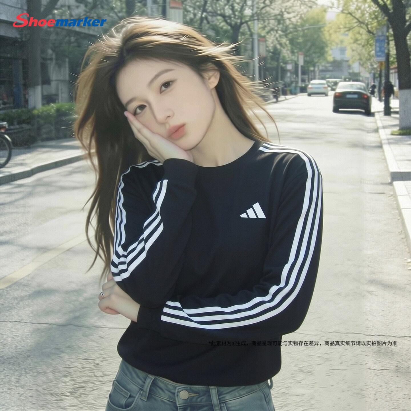 Adidas阿迪达斯官方正品女长袖T恤秋季新款黑色男款上衣套头卫衣
