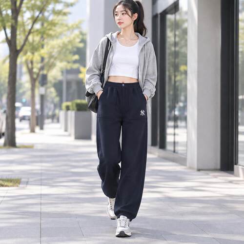 MLB男装女装2026秋款运动裤针织长裤休闲束脚卫裤3APTB0166-50BKS