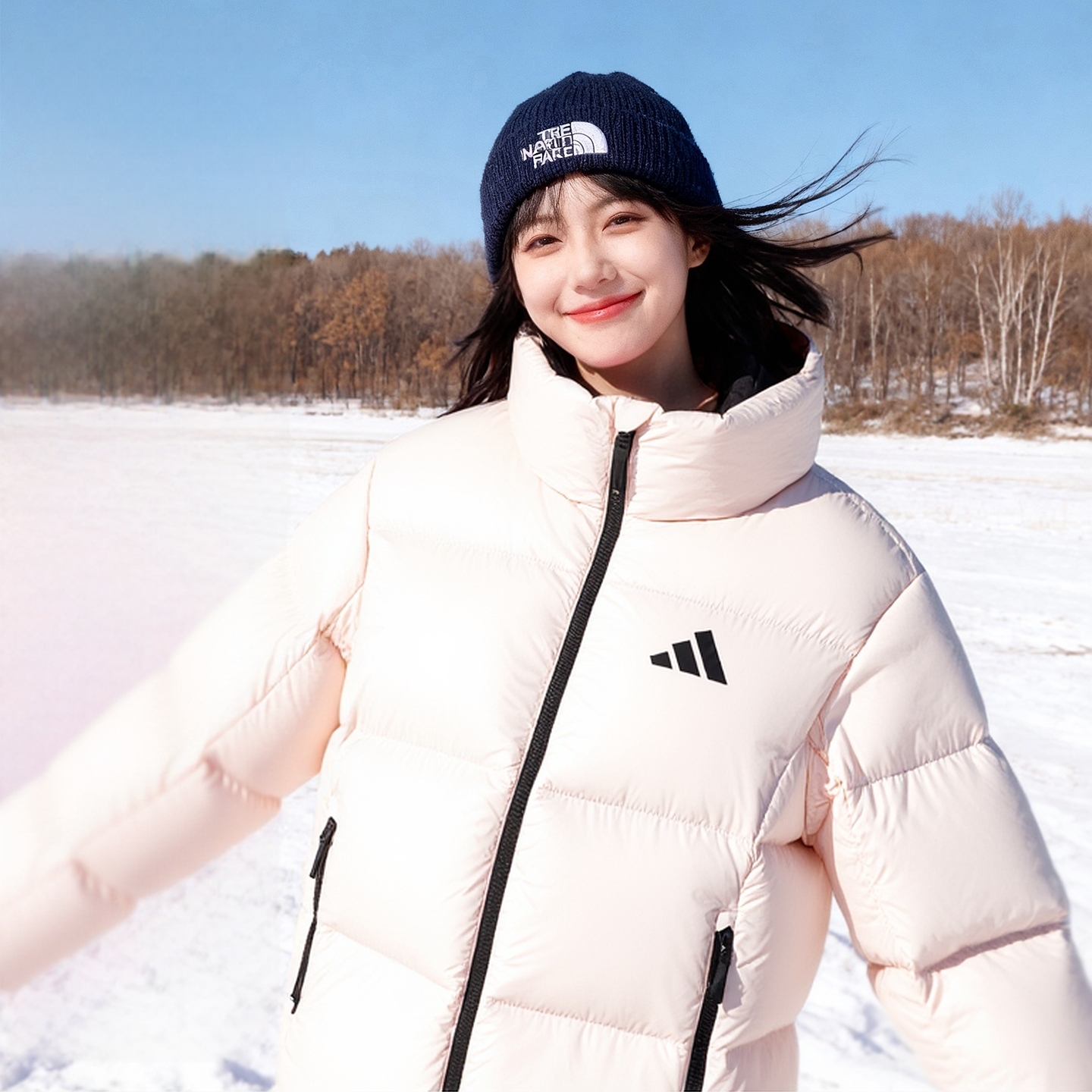 阿迪达斯短款立领羽绒服女装2025冬季新款运动防风保暖外套KQ5507