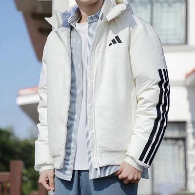 阿迪达斯羽绒服女冬季新款保暖运动棉衣宽松休闲棉服白色鸭绒外套