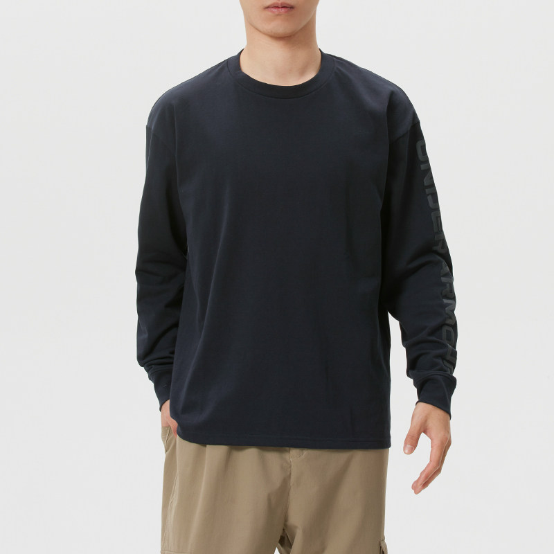 安德玛UA官方长袖T恤2025新款男训练运动服跑步黑色套头衫1382890