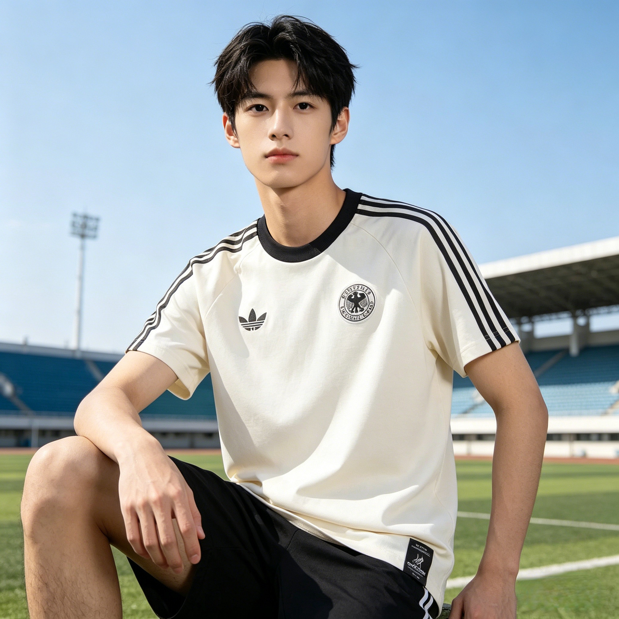 adidas阿迪达斯德国队球衣男装夏季新款足球上衣圆领半袖短袖T