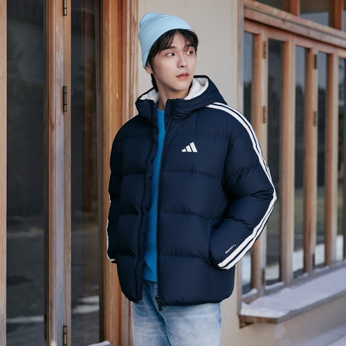 阿迪达斯双面穿羽绒服外套男25冬季新款休闲面包服加厚保暖运动服