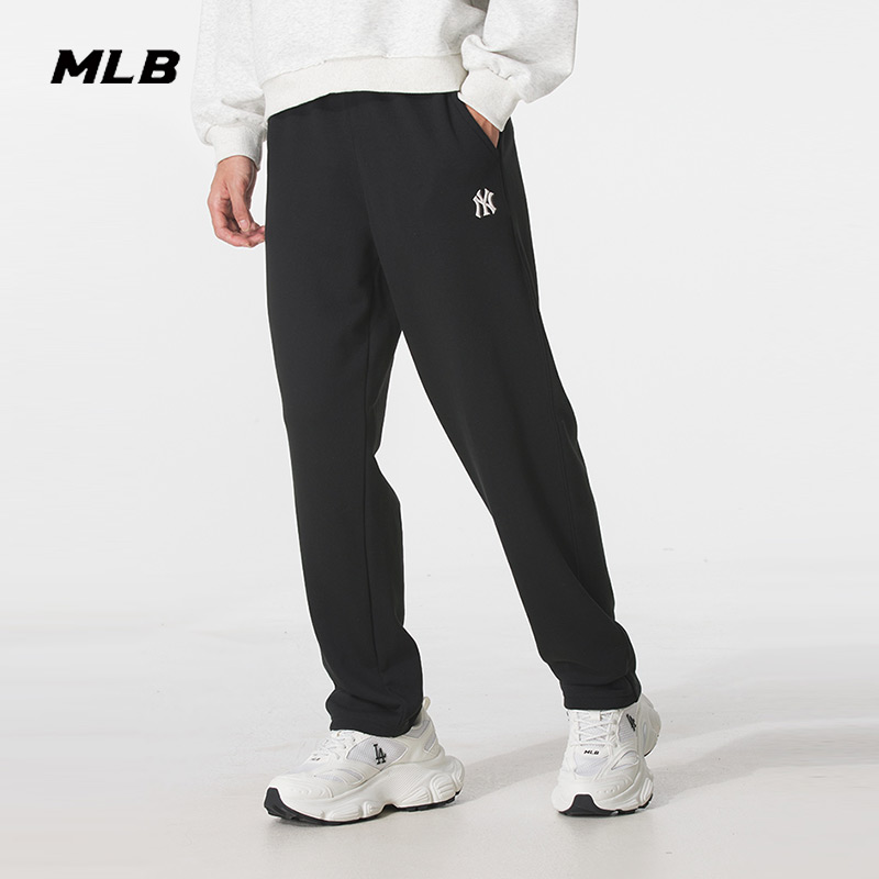 MLB官方针织NY黑色长裤2025新款男女裤子宽松运动裤卫裤3APTB0454