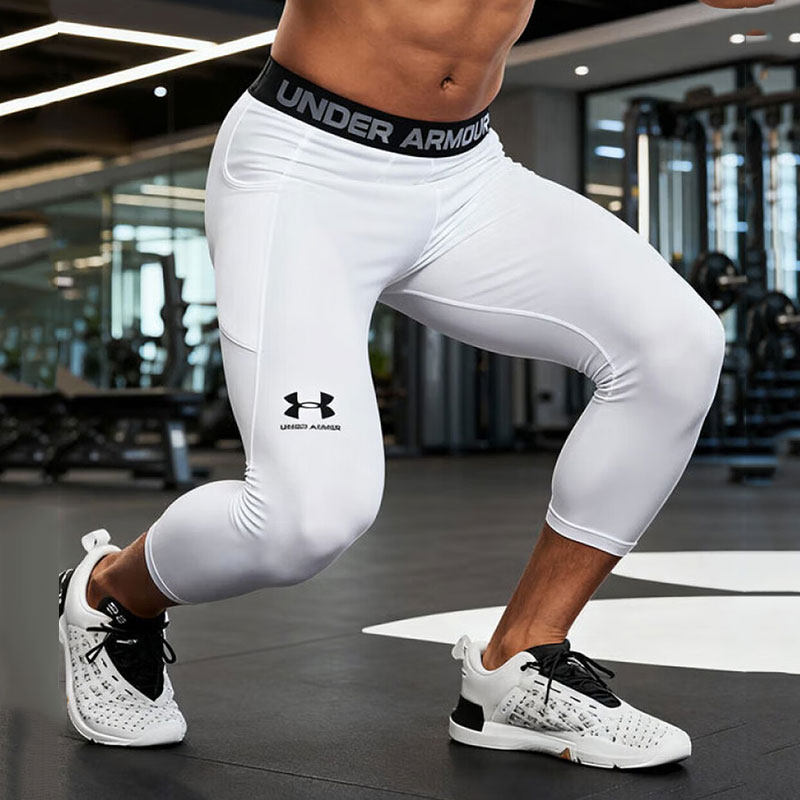 安德玛UA男裤2025新款紧身裤跑步健身长裤快干运动裤训练七分裤子