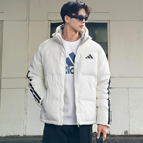 Adidas阿迪达斯羽绒服男装冬季新款运动服连帽休闲面包服立领棉羽