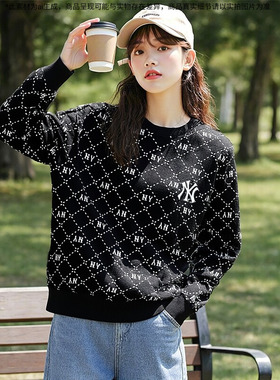 MLB官方NY满标老花卫衣男2025新款女装圆领运动服套头衫3AMTM0134