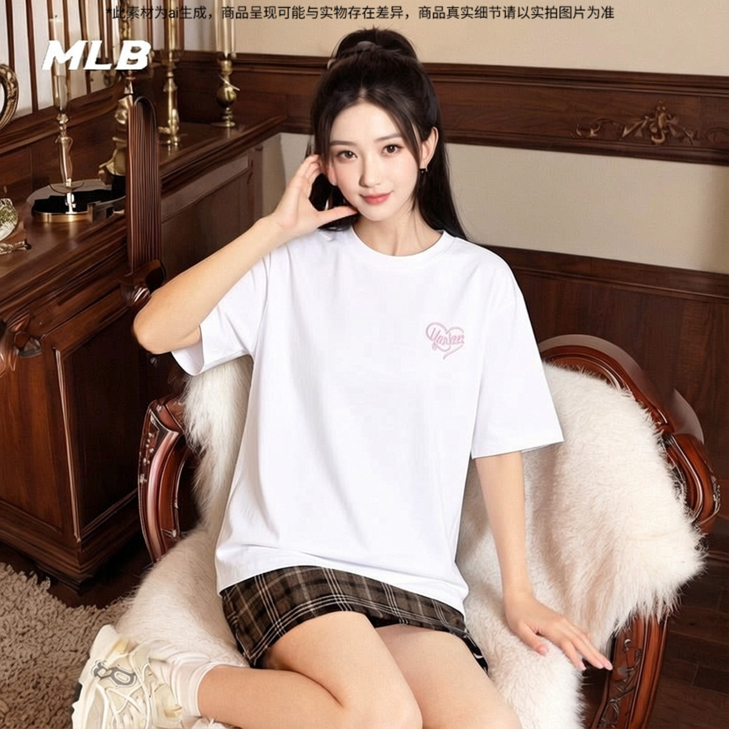 MLB美职棒男装女装26新款官方正品爱心休闲服爱心款半袖T恤上衣图片