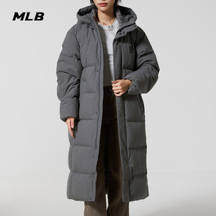 MLB长款羽绒服2025冬季新款男女装灰色运动服保暖外套3ADJV4056