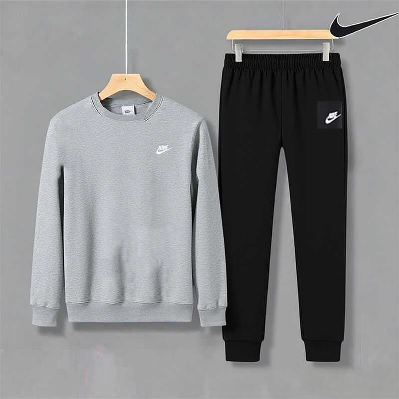 NIKE耐克男装加绒运动套装冬季新款宽松卫衣套头衫束脚长裤两件套