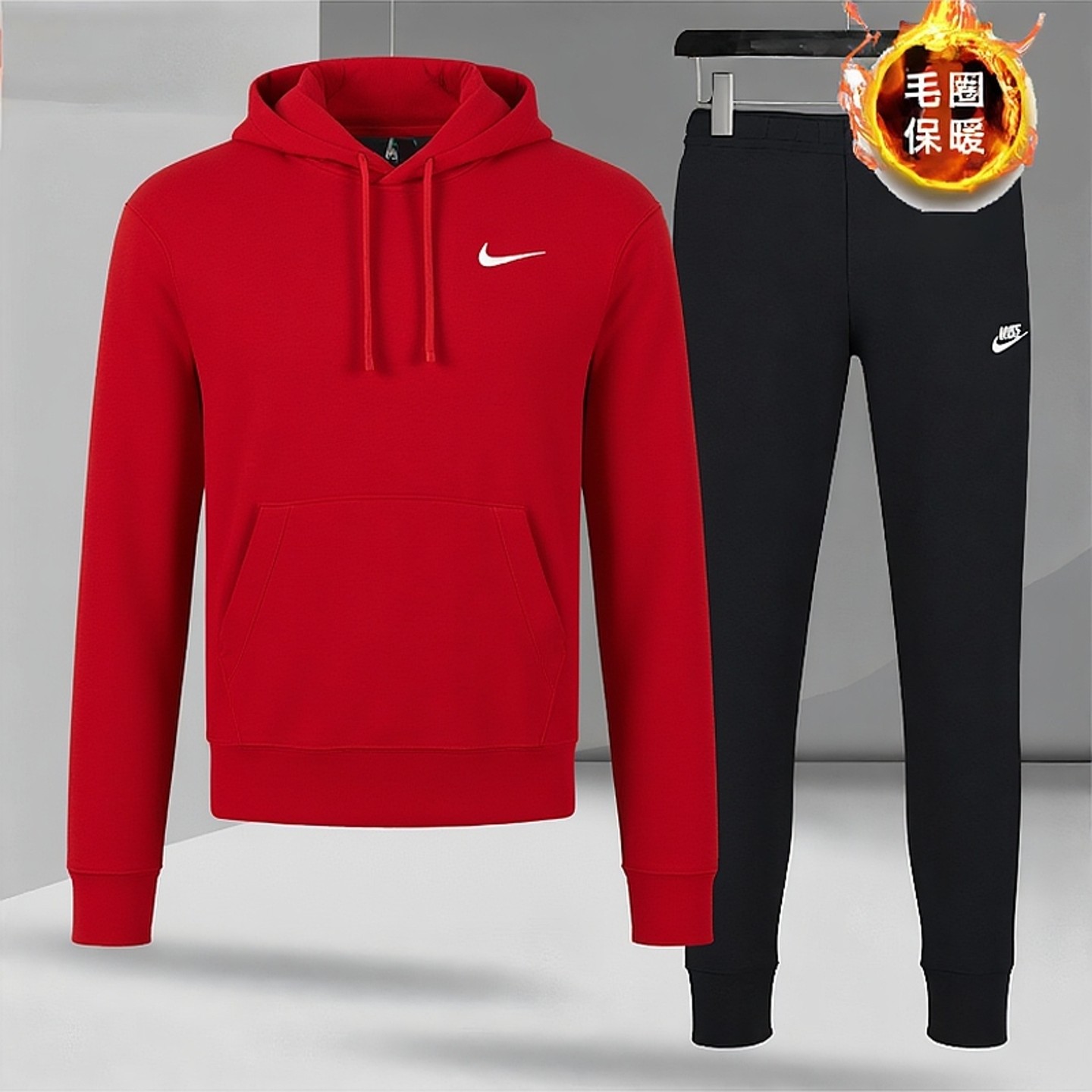 耐克nike秋冬套装男款本命年新年款运动服毛圈卫衣长裤休闲两件套