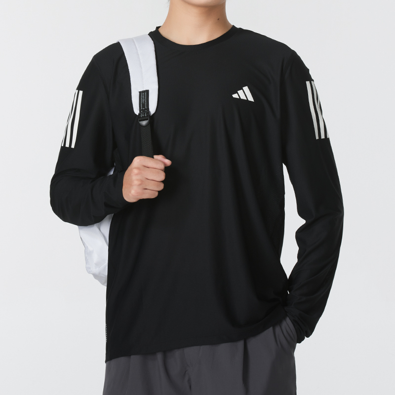 Adidas阿迪达斯官方训练长袖T恤男2024秋季新款运动服圆领套头衫