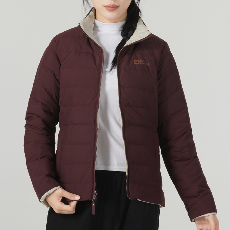 狼爪两面穿立领羽绒服夹克女2025春季新款户外运动服保暖防风外套
