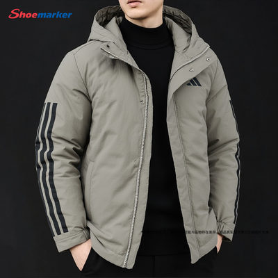 阿迪达斯官方正品棉服男运动2025秋冬新款休闲保暖连帽外套JY8305