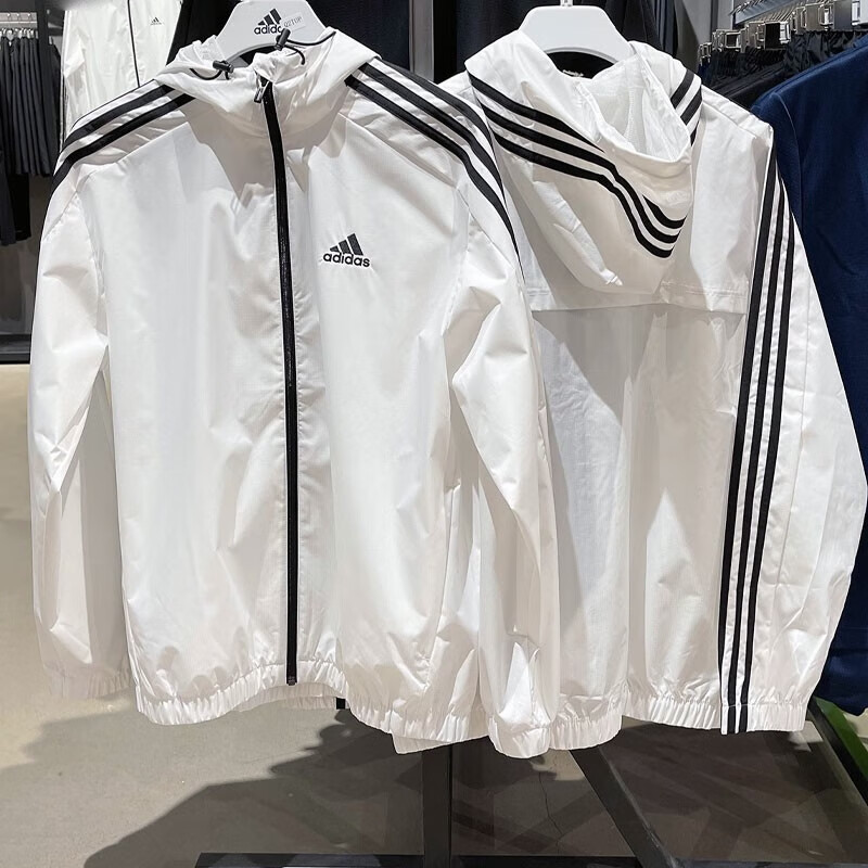 Adidas阿迪达斯速干外套男2024春季新款梭织运动服连帽夹克防风衣