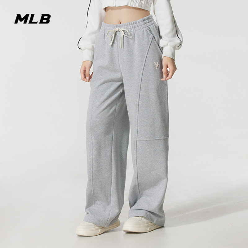 MLB官方卫裤针织长裤2025冬季新款NY黑色女裤子运动裤3FPTB1656