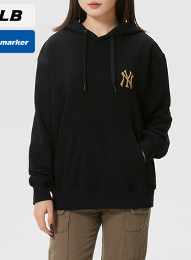 MLB官网NY黑色卫衣男女款运动服2026春季新款连帽套头衫3AHDQ0161
