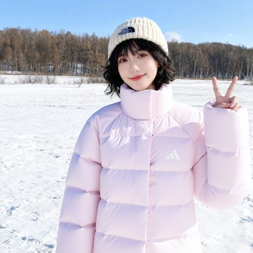 阿迪达斯羽绒服女装2025冬季新款运动休闲面包服潮流排骨服KH3976