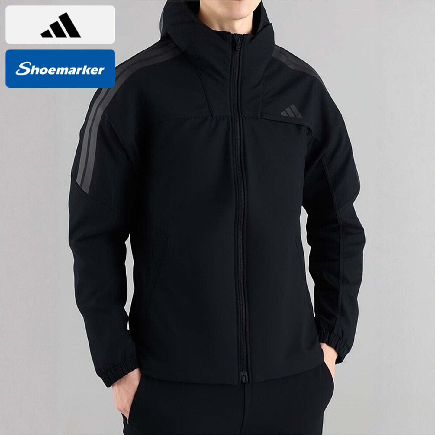 阿迪达斯男款加绒外套官方正品2025新款秋冬保暖运动连帽外套夹克