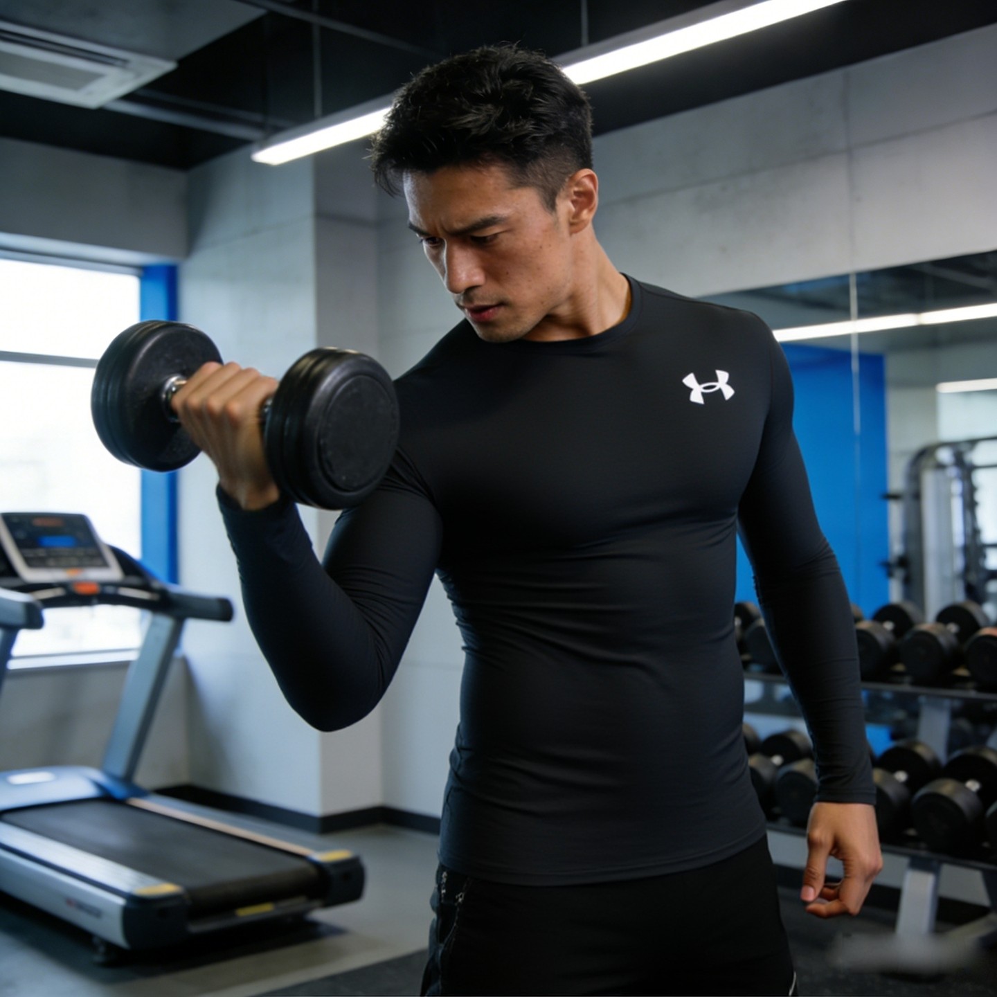 安德玛UA正品长袖男装 2025冬季新款紧身T恤健身跑步透气训练服