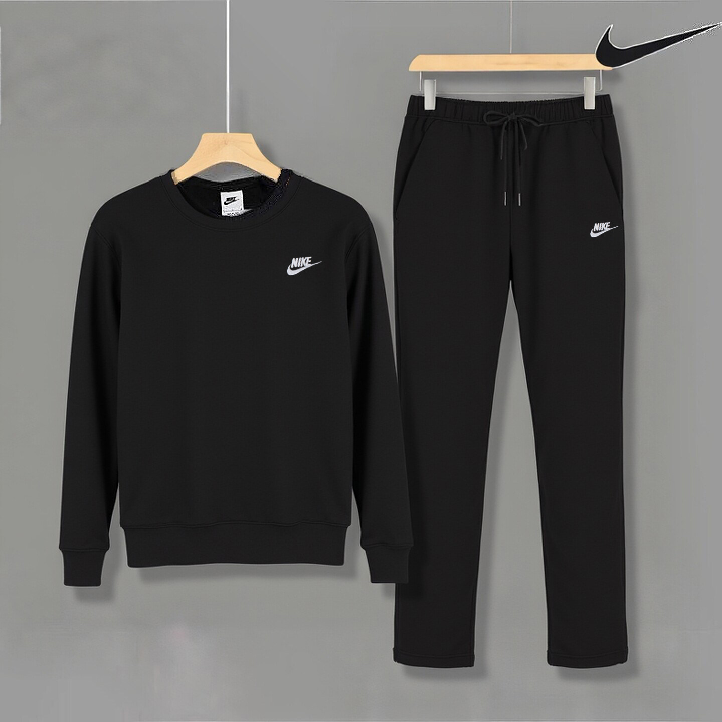 Nike耐克官方正品男士运动套装秋季新款加绒保暖卫衣直筒阔脚长裤