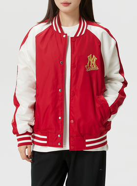 MLB官方仿羊羔绒外套2026春季新款宽松运动服男女装夹克3AJPQ0161