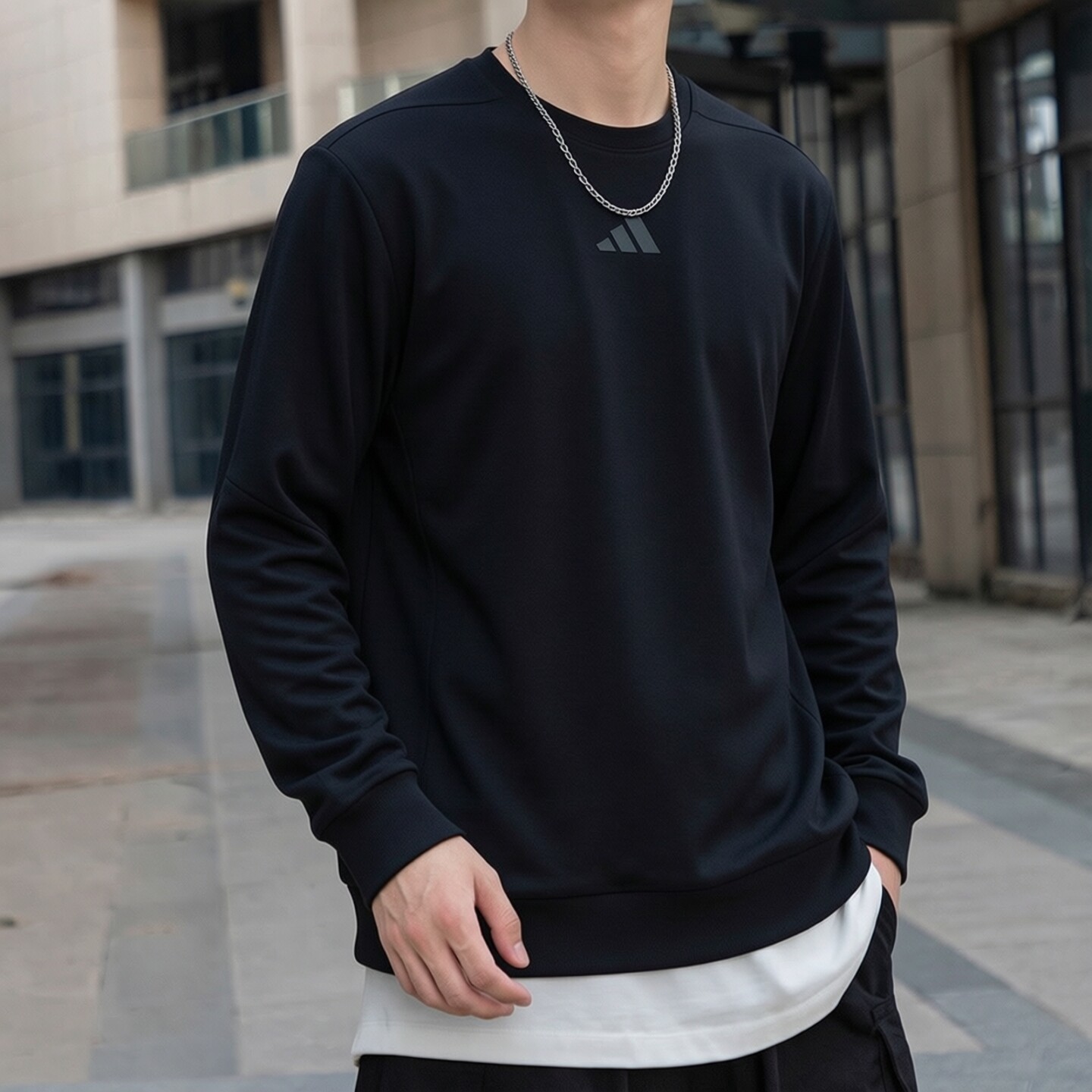 阿迪达斯男装运动服2026春秋款专业训练速干透气圆领休闲套头卫衣