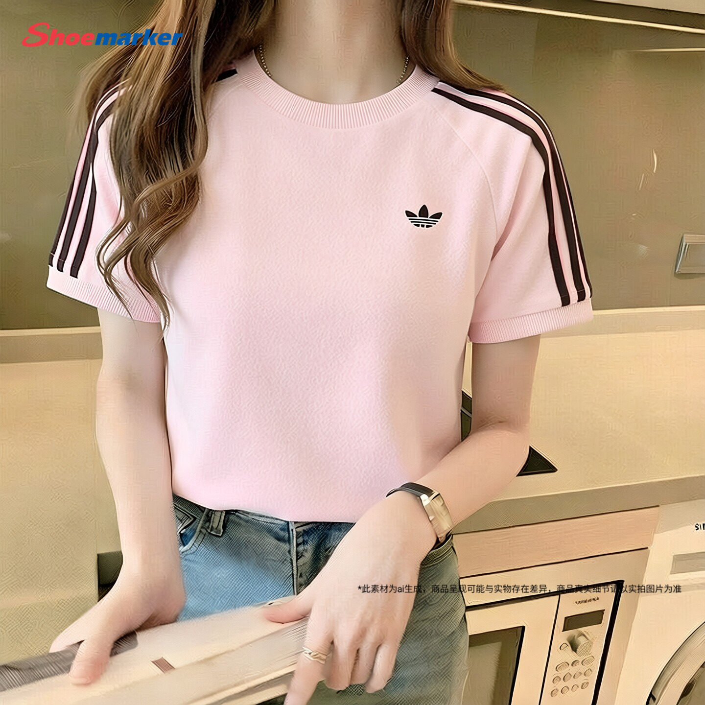 Adidas阿迪达斯粉色T恤女206夏季新款休闲透气运动短袖半袖KD1410图片