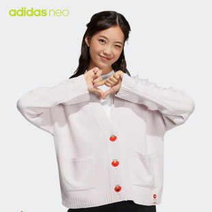 运动服芝麻街联名外套 2022秋新款 毛衣女装 Adidas阿迪达斯NEO开衫