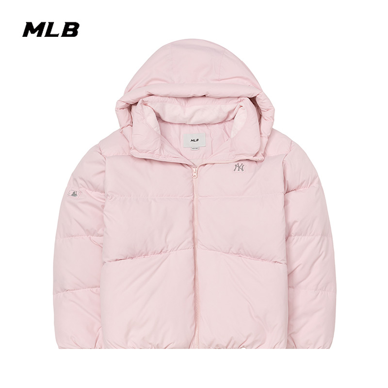 MLB官方羽绒服2025冬季新款儿童保暖运动服粉色面包服7ADJB1256