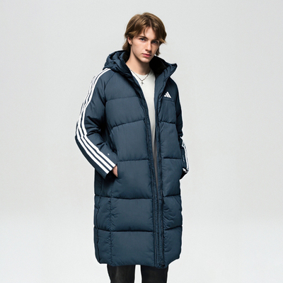 Adidas阿迪达斯蓝色长款羽绒服男款25冬季新款高含绒量羽绒外套