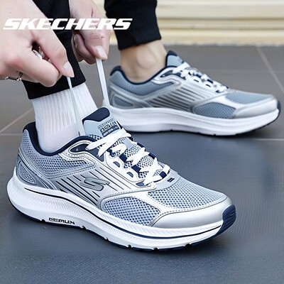 斯凯奇2025年新款男鞋跑步鞋网面透气运动鞋厚底耐磨休闲鞋220884