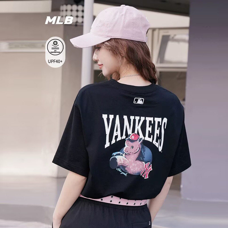 MLB官方NY黑色短袖男女装2026春季新款CNY新年款运动T恤3ATSQ0161