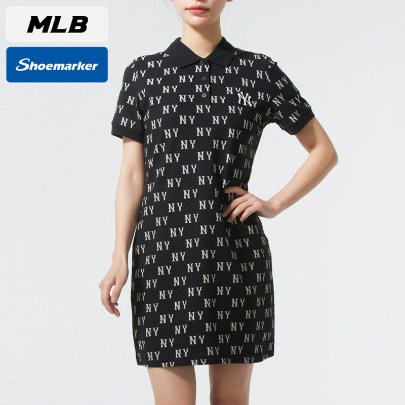 MLB官网NY满标老花连衣裙女2025春季新款裙子长款T恤3FOPM0353