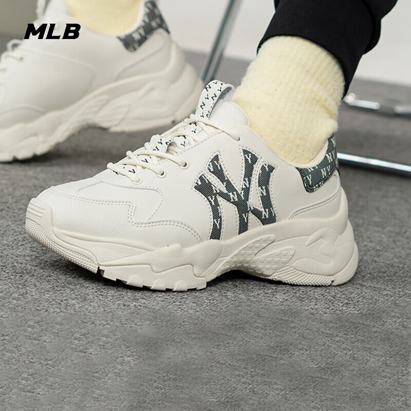 MLB官方NY老花男鞋女鞋2025冬季新款厚底运动鞋休闲鞋情侣小白鞋