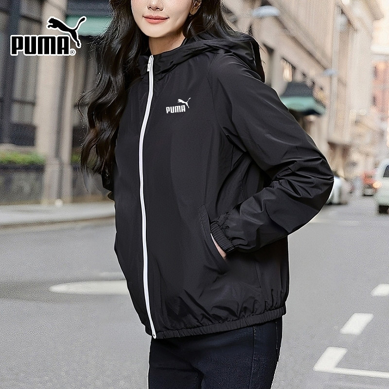 PUMA彪马连帽夹克女装2025冬季新款运动服宽松黑色户外外套672909